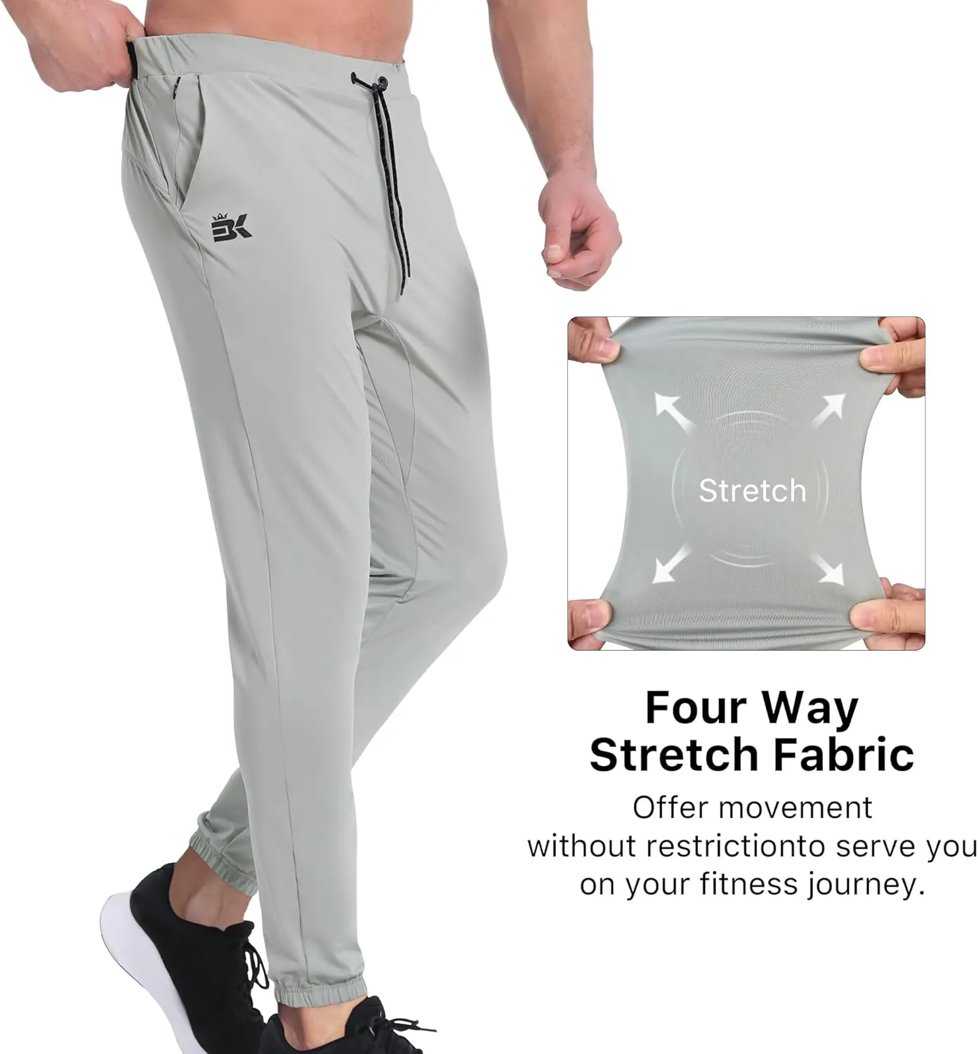 BROKIG Mens Hidzip Gym Joggers Pants Lightweight Tapered Athletic Workout Sweatpants Men with Zipper Pocket Jogging Sport