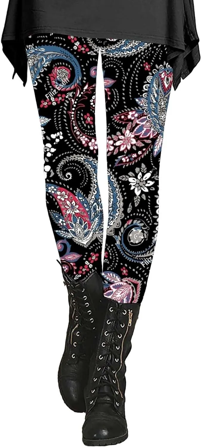 Butt Lift Leggings for Women Tummy Control Womens Printed Leggings with Pockets Leggings Women Sport