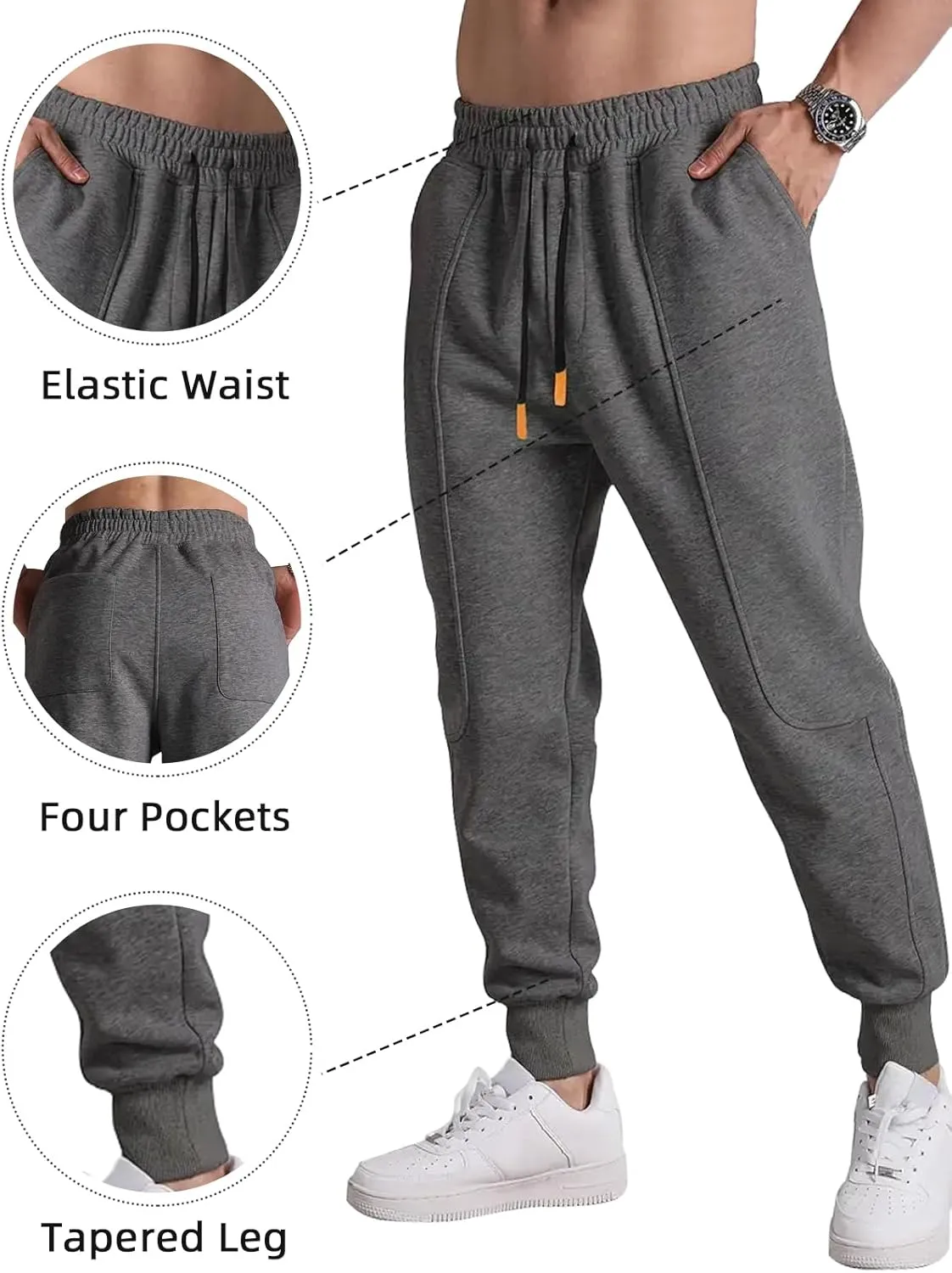 BUXKR Men's Athletic Sweatpants Casual Gym Joggers Workout Running Track Pants with Pockets