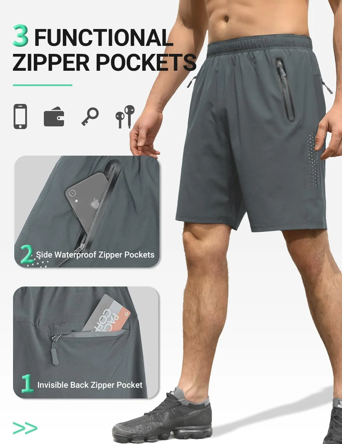 BVVU Men's Athletic Running Shorts Quick Dry 7" Lightweight Workout Gym Shorts with Pockets for Basketball Casual