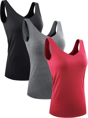 CADMUS 3 Pack Women's Compression Tank Top Dry Fit Yoga Sports Bra