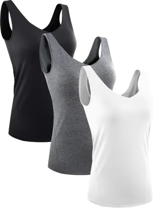 CADMUS 3 Pack Women's Compression Tank Top Dry Fit Yoga Sports Bra
