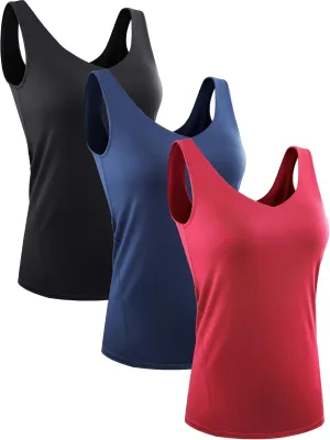 CADMUS 3 Pack Women's Compression Tank Top Dry Fit Yoga Sports Bra
