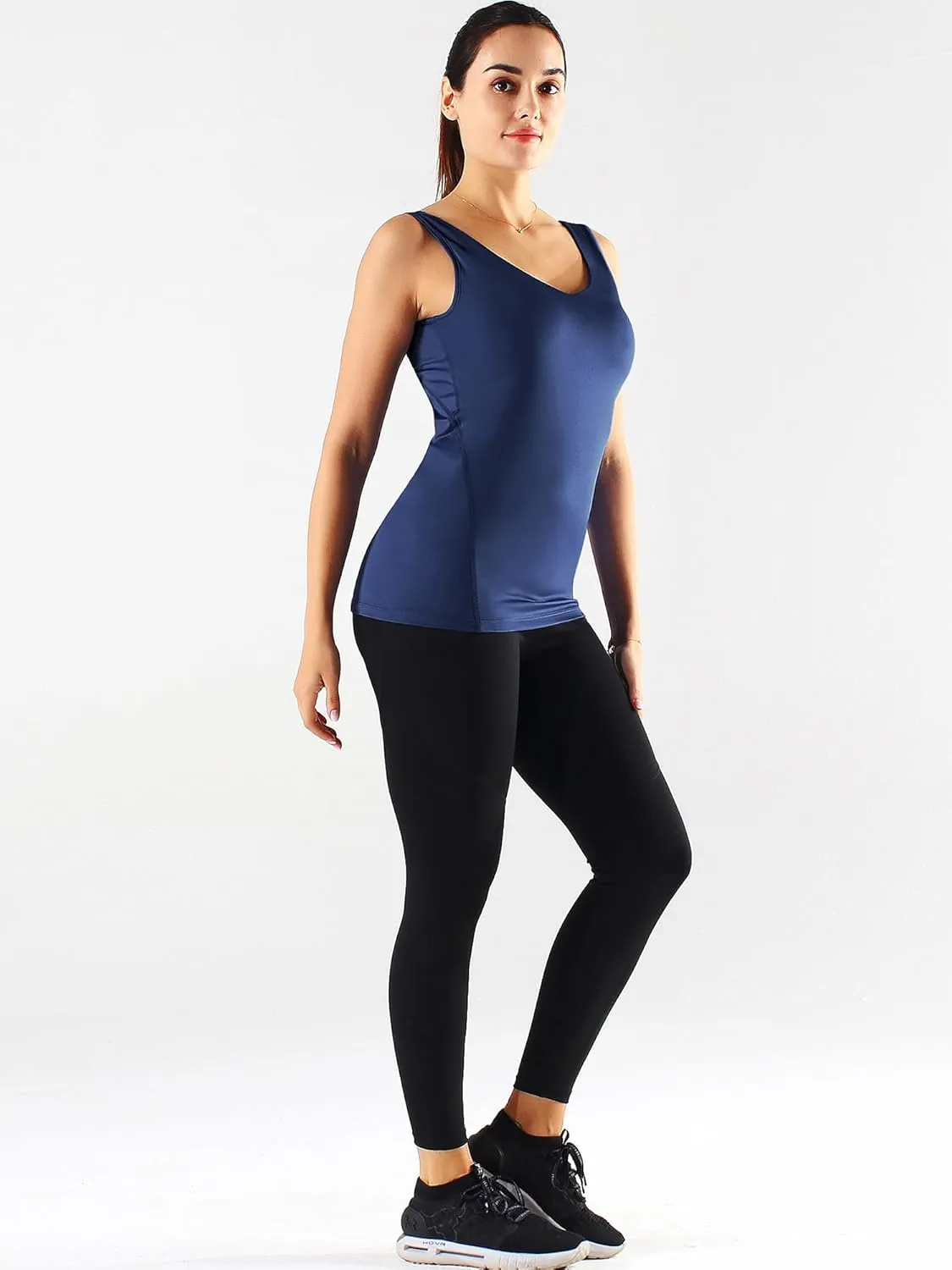 CADMUS 3 Pack Women's Compression Tank Top Dry Fit Yoga Sports Bra