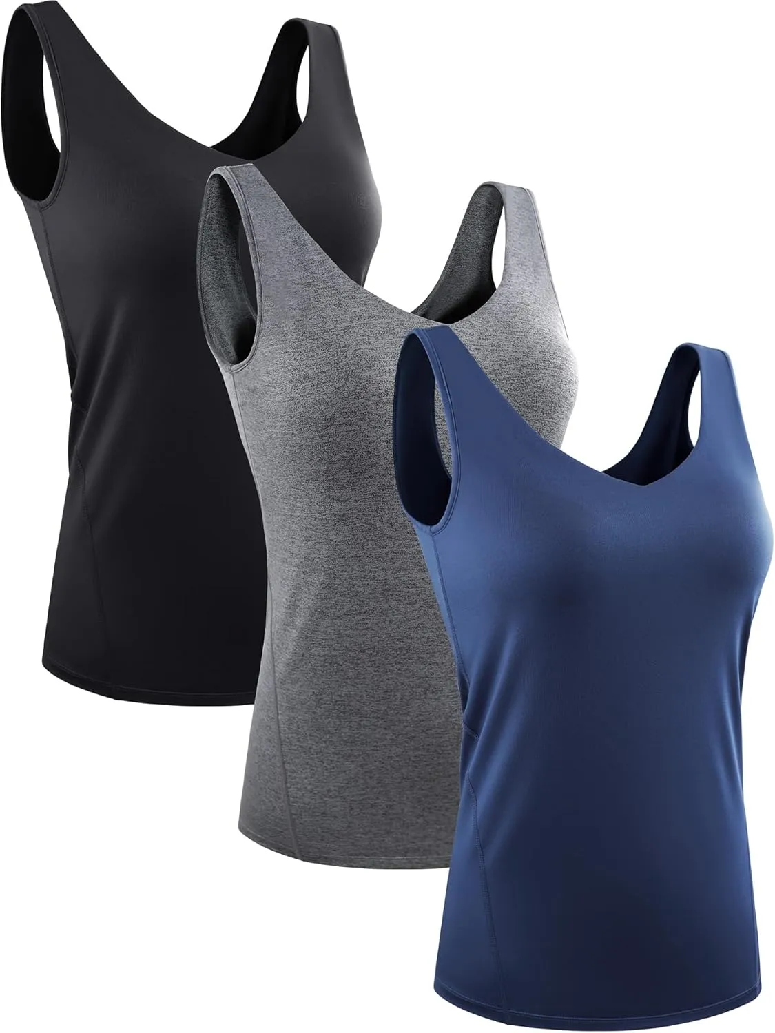 CADMUS 3 Pack Women's Compression Tank Top Dry Fit Yoga Sports Bra