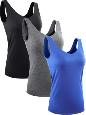 CADMUS 3 Pack Women's Compression Tank Top Dry Fit Yoga Sports Bra