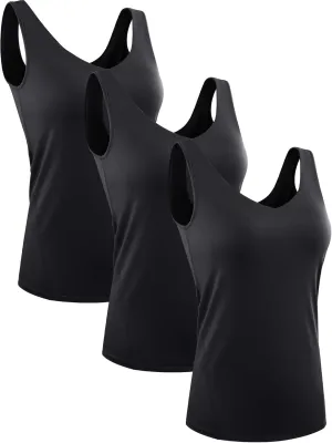 CADMUS 3 Pack Women's Compression Tank Top Dry Fit Yoga Sports Bra