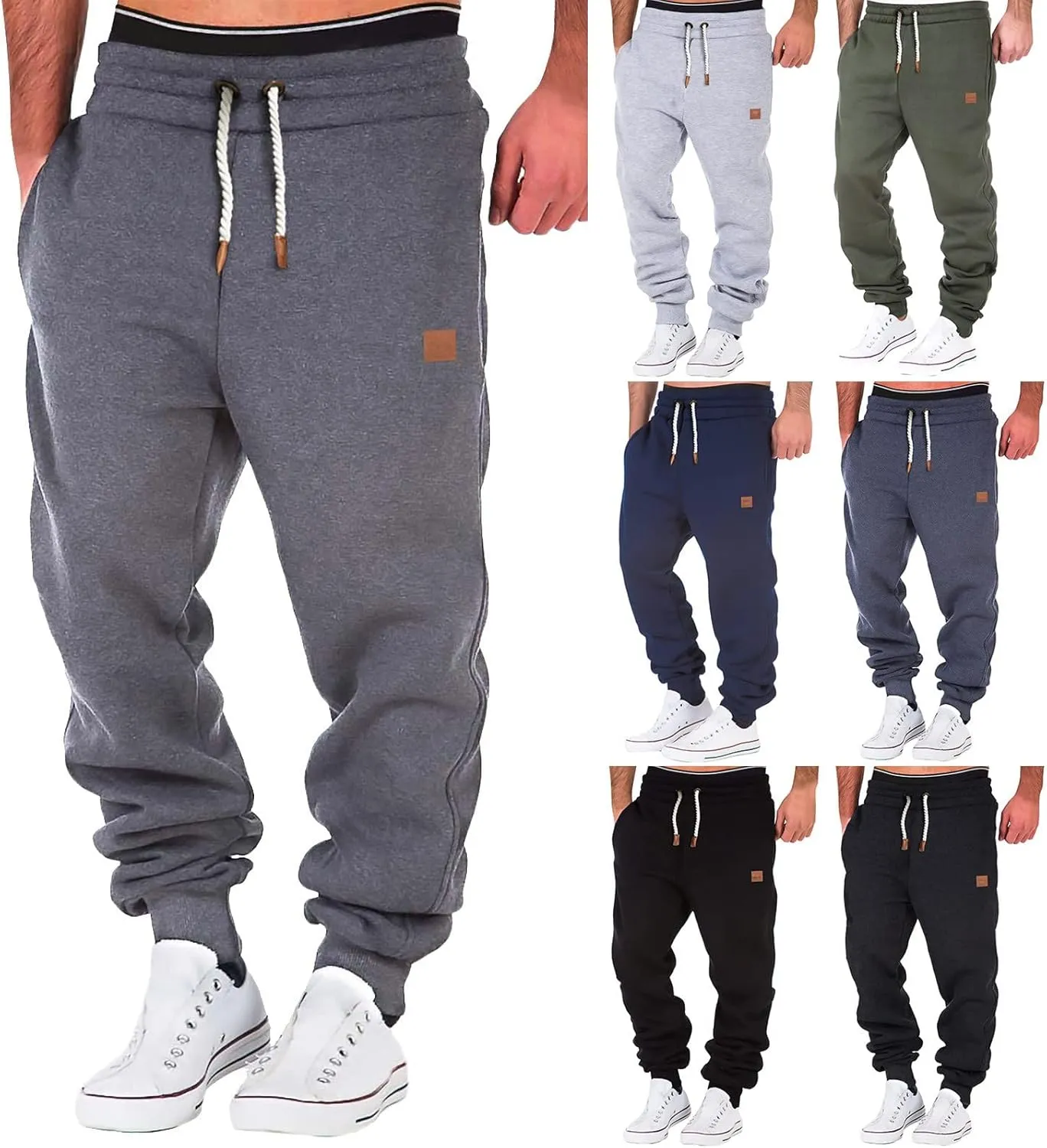 Cargo Pants for Men Big and Tall Elastic Waist Jogger Sports Pants Drawstring Sports Trousers Mens Cargo Pants Jogger