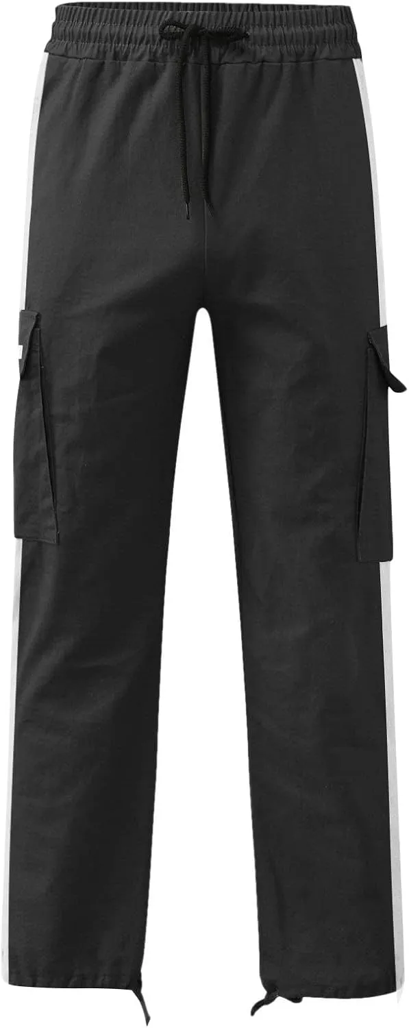 Cargo Pants for Men Relaxed Fit Fleece Sweatpants Stretch Elastic Waist Jogger Baggy Sports Pants Drawstring Sports