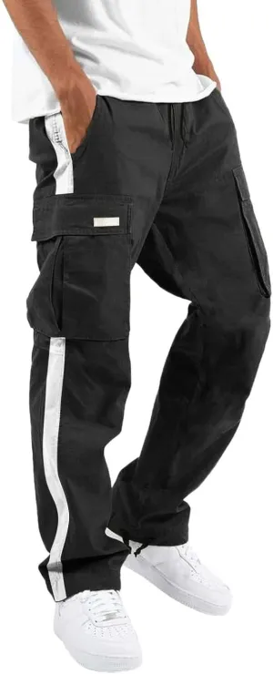 Cargo Pants for Men Relaxed Fit Fleece Sweatpants Stretch Elastic Waist Jogger Baggy Sports Pants Drawstring Sports