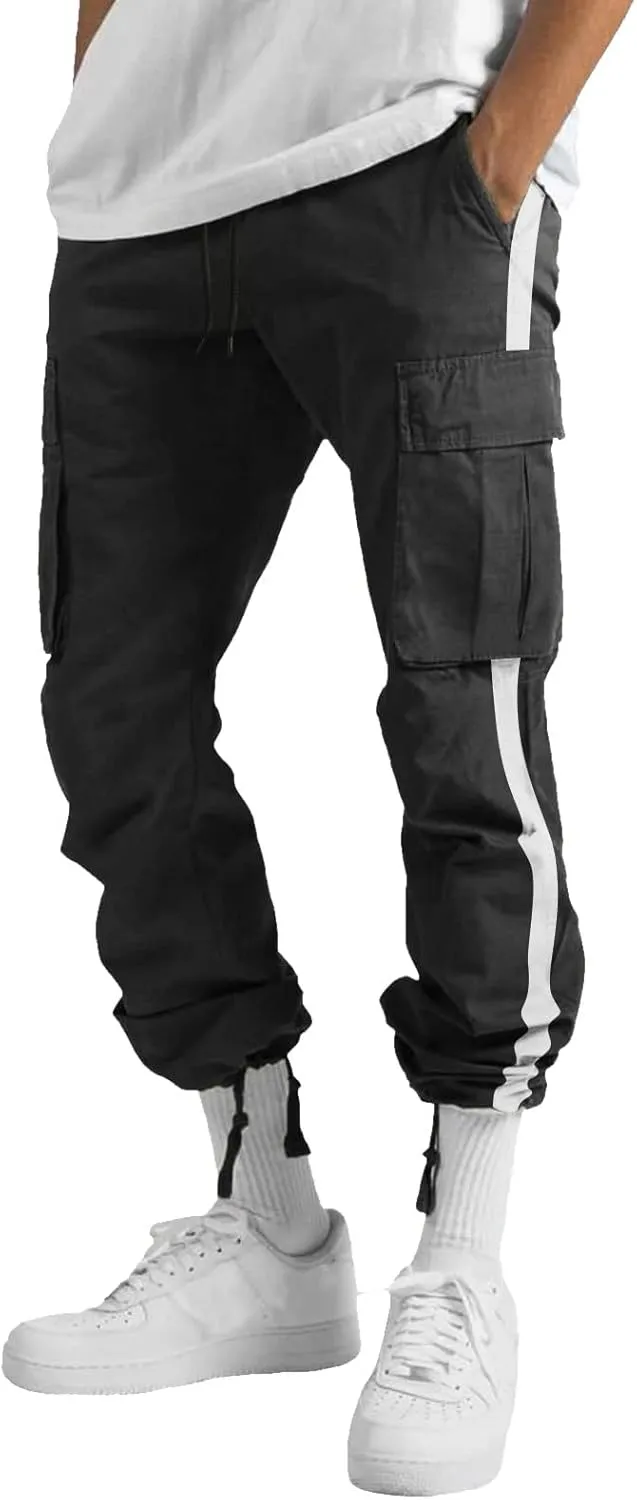 Cargo Pants for Men Relaxed Fit Fleece Sweatpants Stretch Elastic Waist Jogger Baggy Sports Pants Drawstring Sports