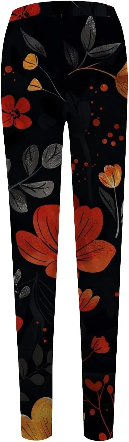 Compression Leggings for Women Plus Size Flowing Print Pants Sets for Women Dressy Woman Running Pants