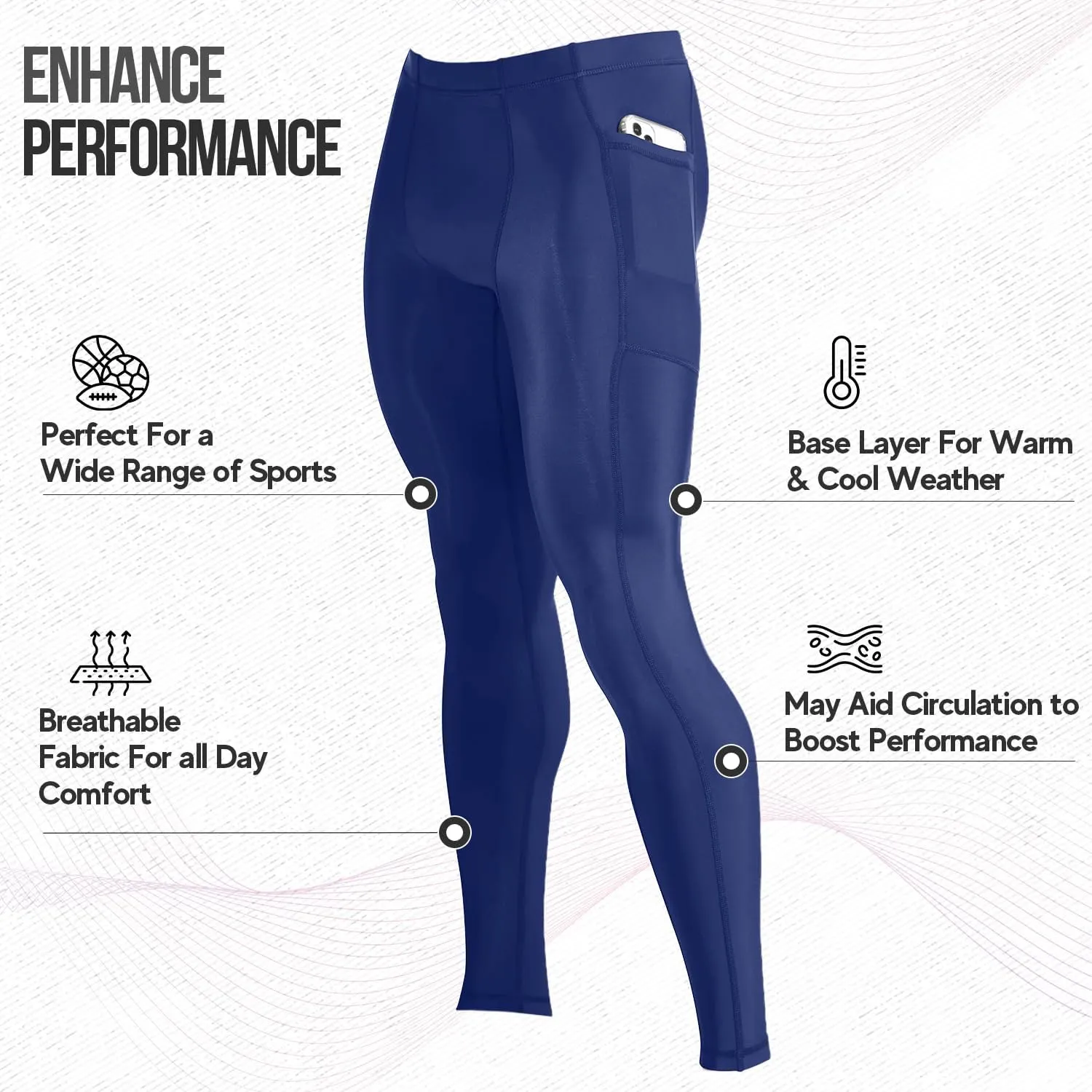 CompressionZ Men's Compression Pants for Workout, Sports|Base Layer Running Tights Leggings
