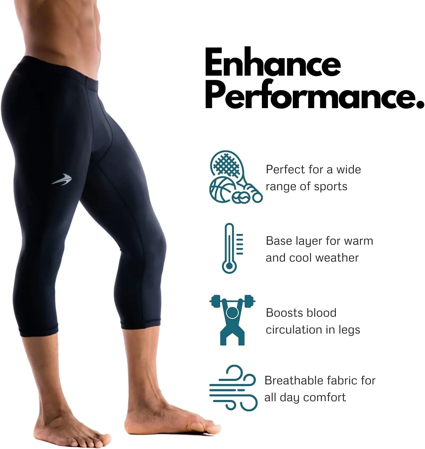 CompressionZ Men's Compression Pants for Workout, Sports|Base Layer Running Tights Leggings