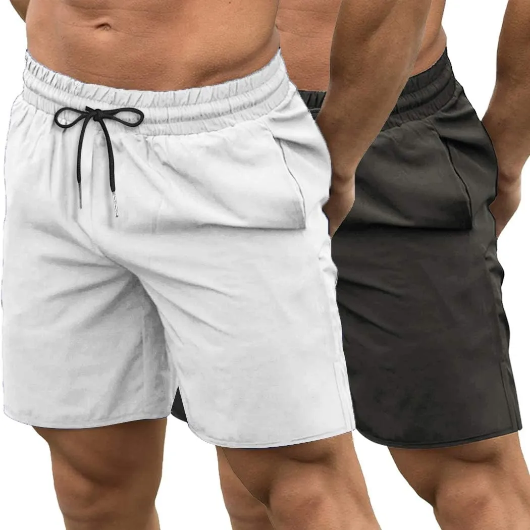 COOFANDY Men's 2 Pack Gym Workout Shorts 7 Inch Quick Dry Athletic Shorts Lightweight Running Shorts with Pockets