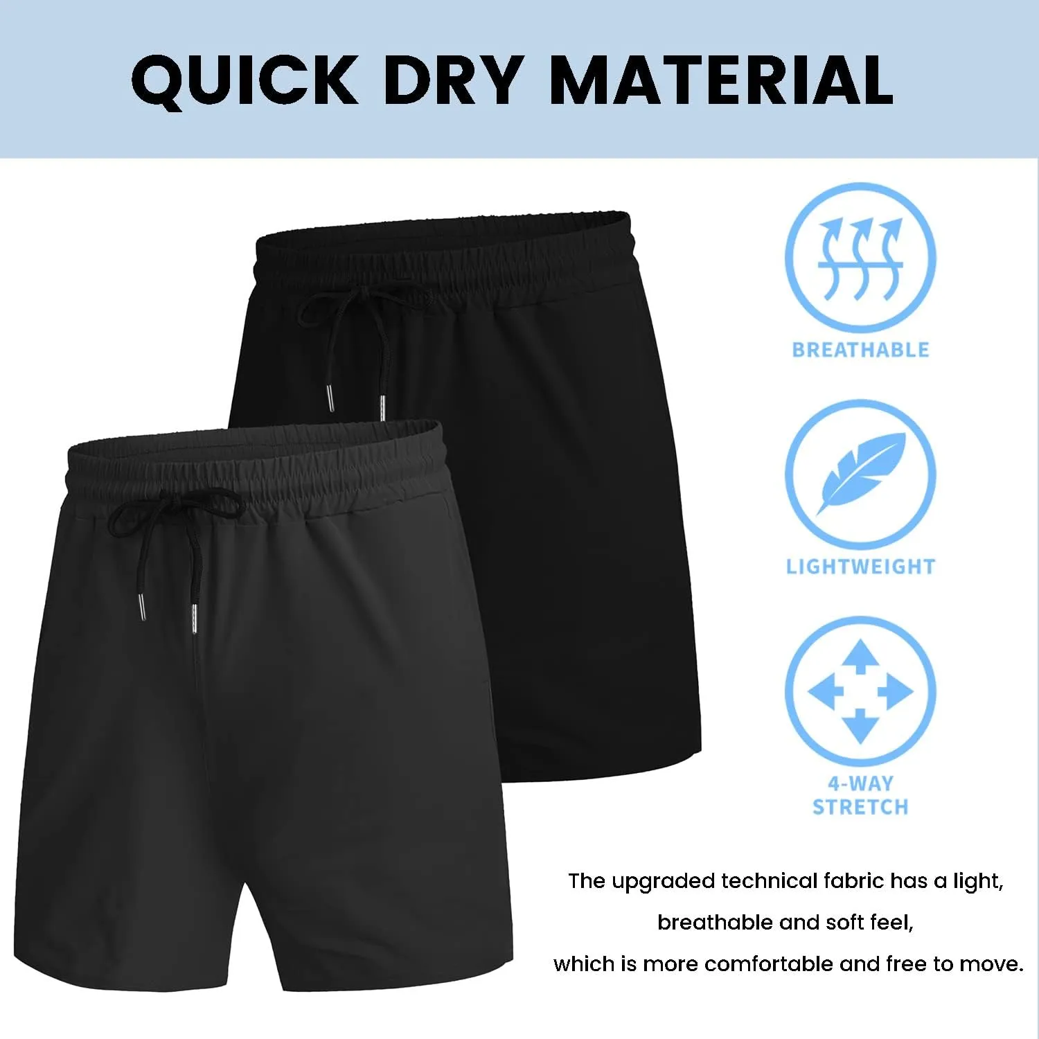 COOFANDY Men's 2 Pack Gym Workout Shorts 7 Inch Quick Dry Athletic Shorts Lightweight Running Shorts with Pockets