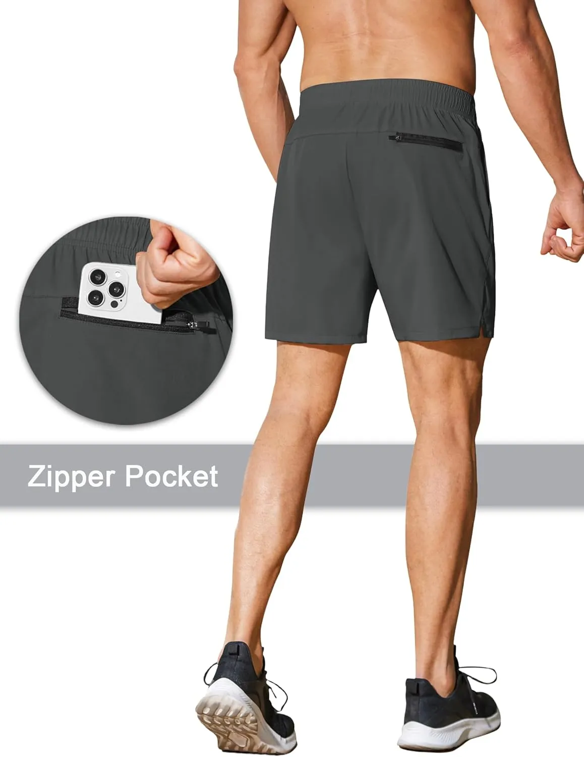 COOFANDY Men's Running Athletic Shorts 5 Inch 2 Pack Gym Workout Shorts Fitted Exercise Hiking Shorts with Zipper Pocket