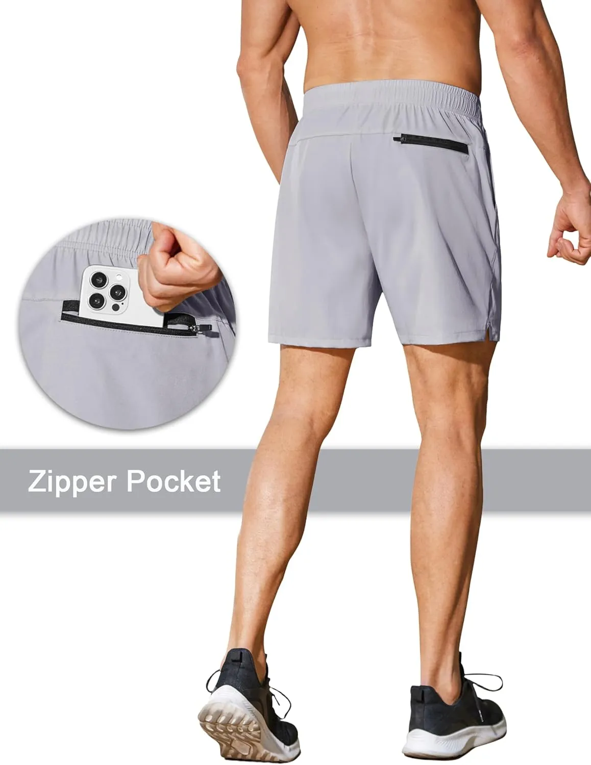COOFANDY Men's Running Athletic Shorts 5 Inch 2 Pack Gym Workout Shorts Fitted Exercise Hiking Shorts with Zipper Pocket
