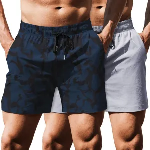 COOFANDY Men's Running Athletic Shorts 5 Inch 2 Pack Gym Workout Shorts Fitted Exercise Hiking Shorts with Zipper Pocket