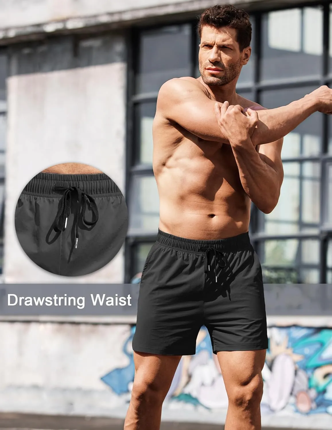 COOFANDY Men's Running Athletic Shorts 5 Inch 2 Pack Gym Workout Shorts Fitted Exercise Hiking Shorts with Zipper Pocket