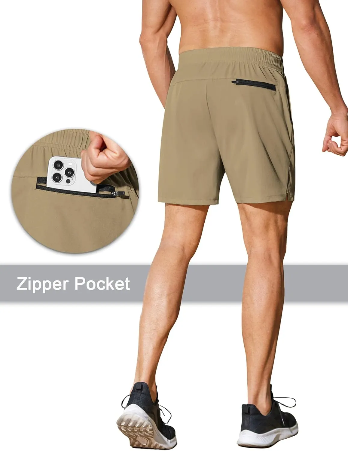 COOFANDY Men's Running Athletic Shorts 5 Inch 2 Pack Gym Workout Shorts Fitted Exercise Hiking Shorts with Zipper Pocket