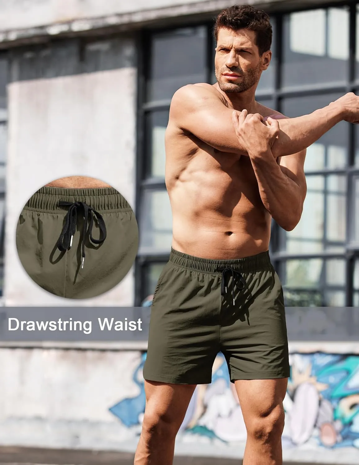 COOFANDY Men's Running Athletic Shorts 5 Inch 2 Pack Gym Workout Shorts Fitted Exercise Hiking Shorts with Zipper Pocket
