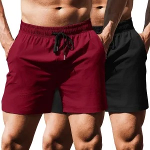 COOFANDY Men's Running Athletic Shorts 5 Inch 2 Pack Gym Workout Shorts Fitted Exercise Hiking Shorts with Zipper Pocket