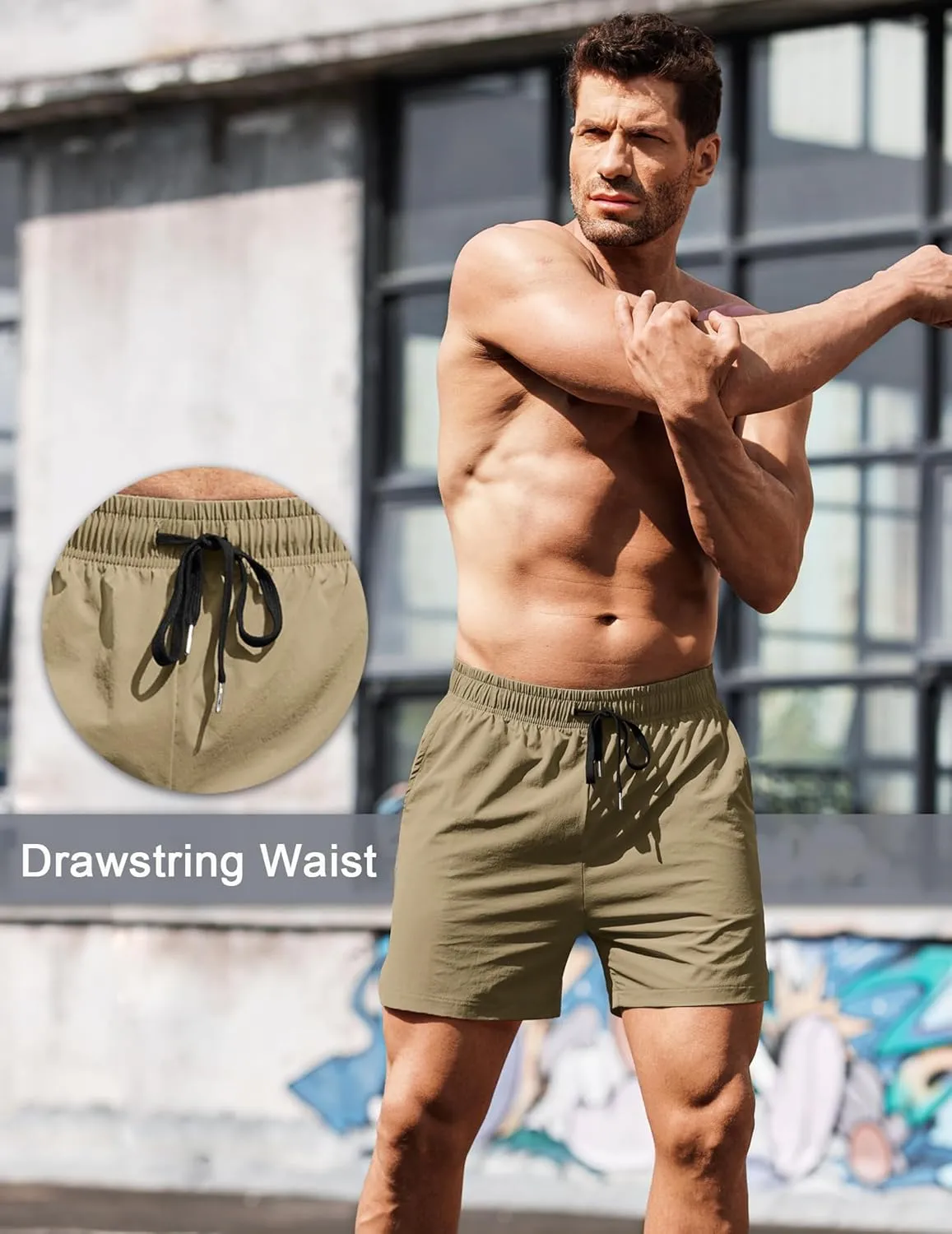 COOFANDY Men's Running Athletic Shorts 5 Inch 2 Pack Gym Workout Shorts Fitted Exercise Hiking Shorts with Zipper Pocket