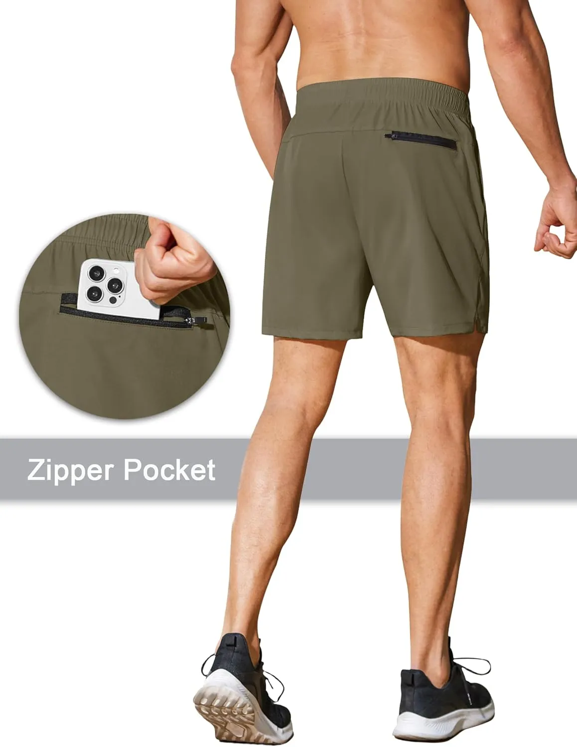 COOFANDY Men's Running Athletic Shorts 5 Inch 2 Pack Gym Workout Shorts Fitted Exercise Hiking Shorts with Zipper Pocket