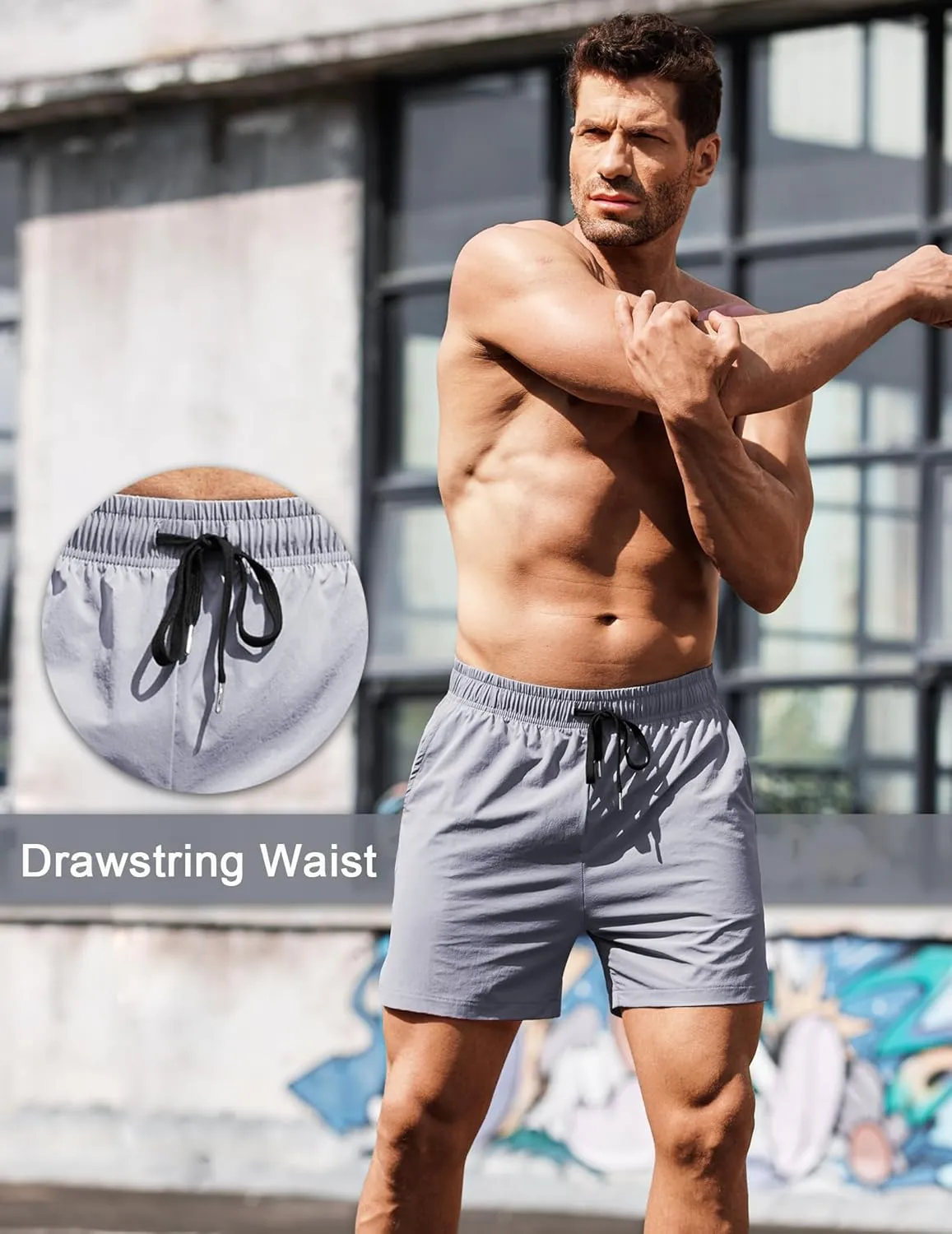COOFANDY Men's Running Athletic Shorts 5 Inch 2 Pack Gym Workout Shorts Fitted Exercise Hiking Shorts with Zipper Pocket