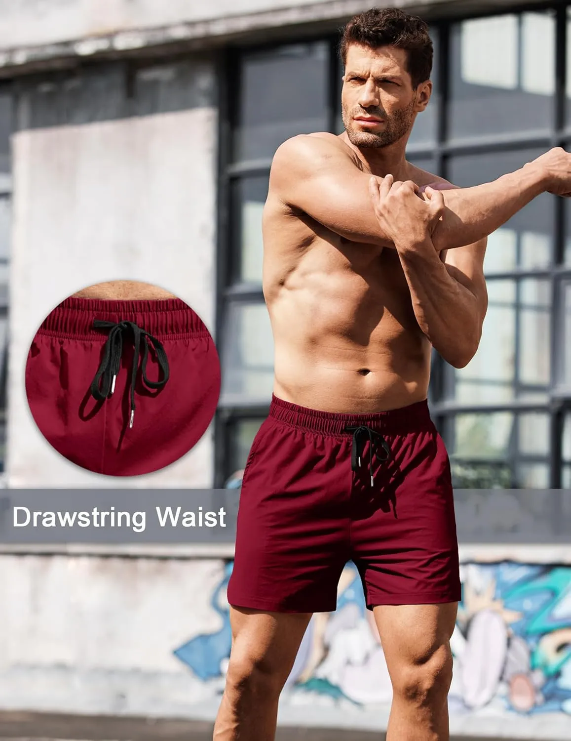 COOFANDY Men's Running Athletic Shorts 5 Inch 2 Pack Gym Workout Shorts Fitted Exercise Hiking Shorts with Zipper Pocket