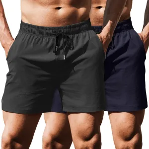COOFANDY Men's Running Athletic Shorts 5 Inch 2 Pack Gym Workout Shorts Fitted Exercise Hiking Shorts with Zipper Pocket