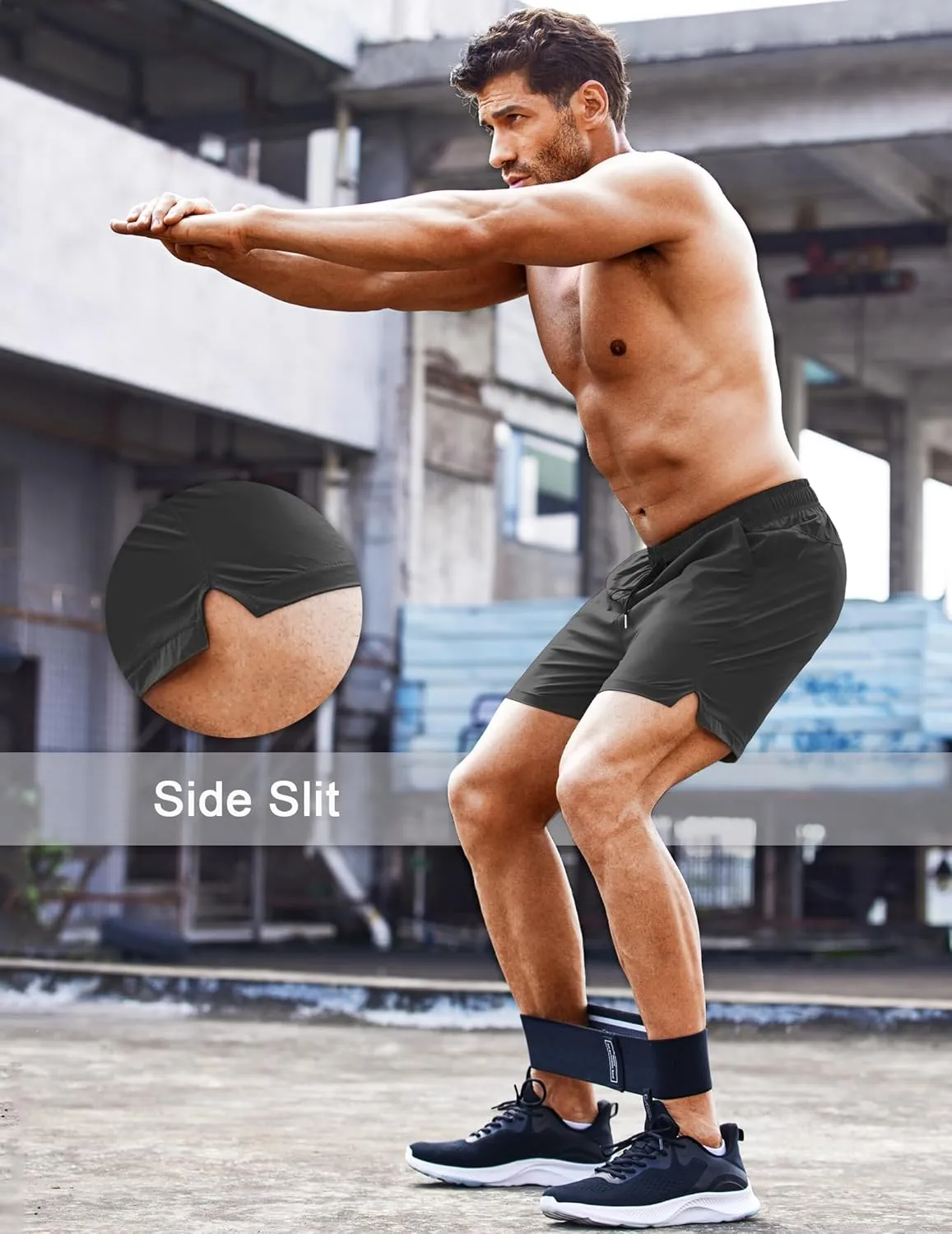 COOFANDY Men's Running Athletic Shorts 5 Inch 2 Pack Gym Workout Shorts Fitted Exercise Hiking Shorts with Zipper Pocket