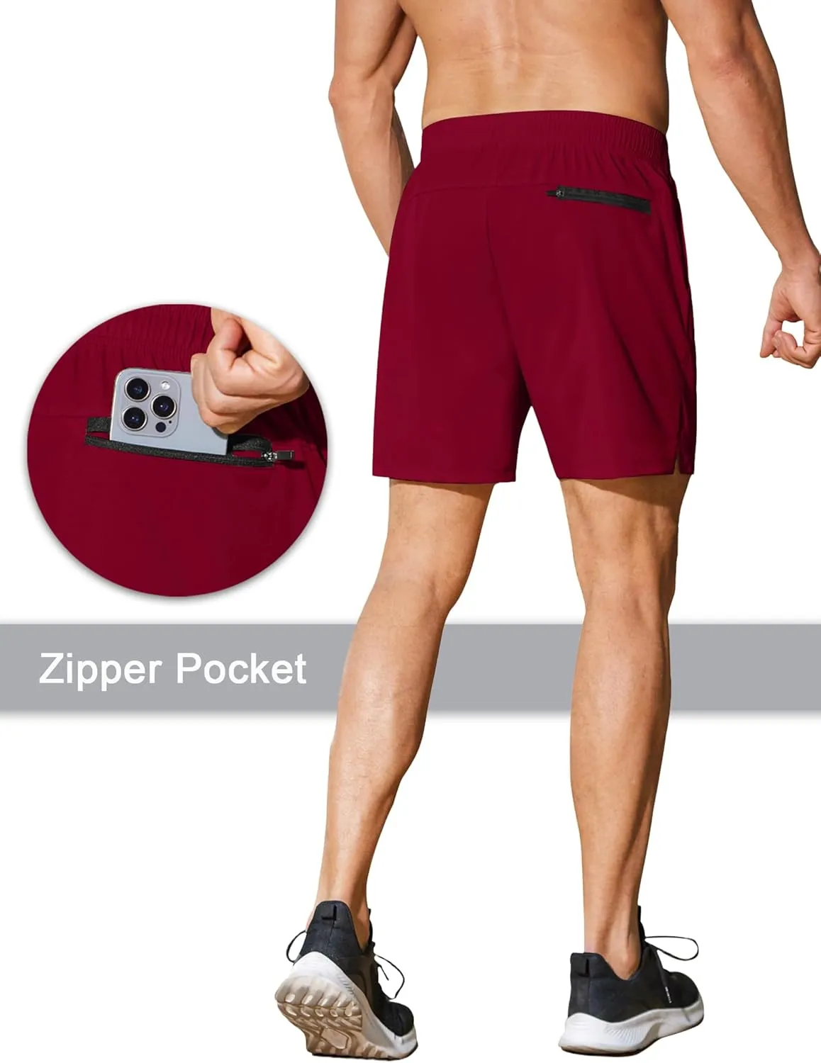 COOFANDY Men's Running Athletic Shorts 5 Inch 2 Pack Gym Workout Shorts Fitted Exercise Hiking Shorts with Zipper Pocket