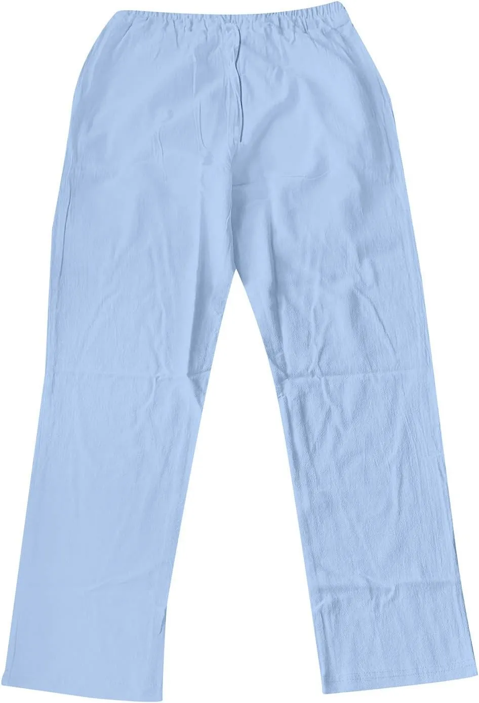 Cotton Linen Pants for Men Drawstring Elastic Waist Athletic Gym Joggers Pants Hiking Hunting Work Trousers