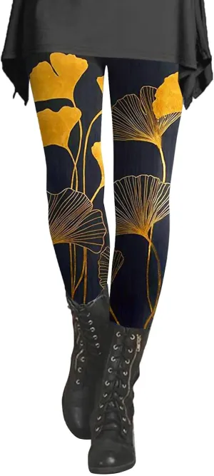 Cotton Printed Leggings for Women with Pockets Compression Legging for Woman Yoga Athletic Pants