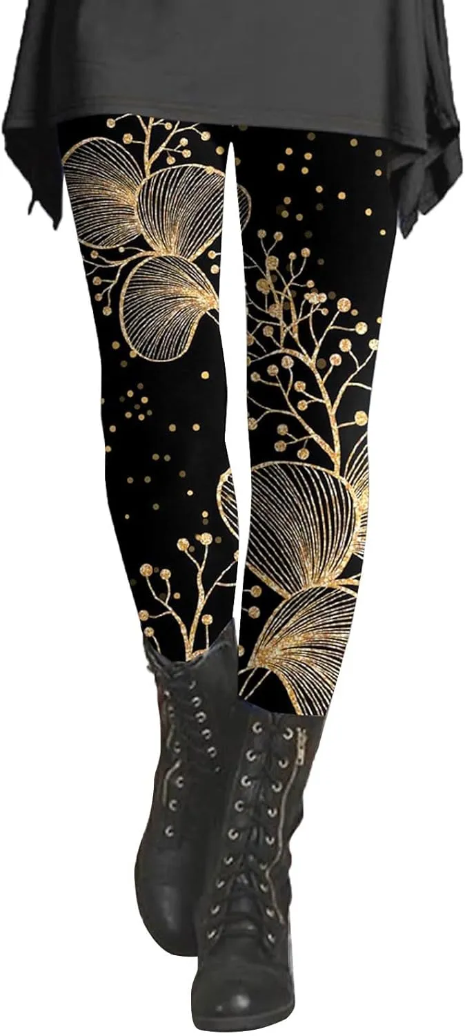 Cotton Printed Leggings for Women with Pockets Compression Legging for Woman Yoga Athletic Pants