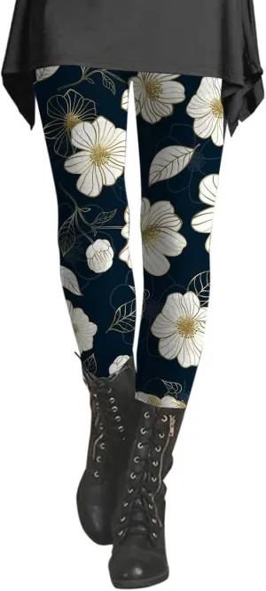 Cotton Printed Leggings for Women with Pockets Compression Legging for Woman Yoga Athletic Pants