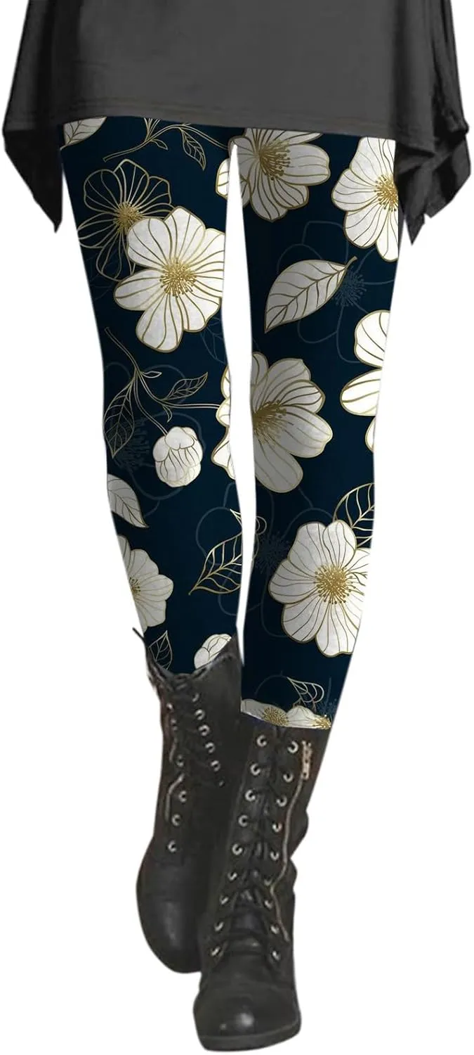 Cotton Printed Leggings for Women with Pockets Compression Legging for Woman Yoga Athletic Pants
