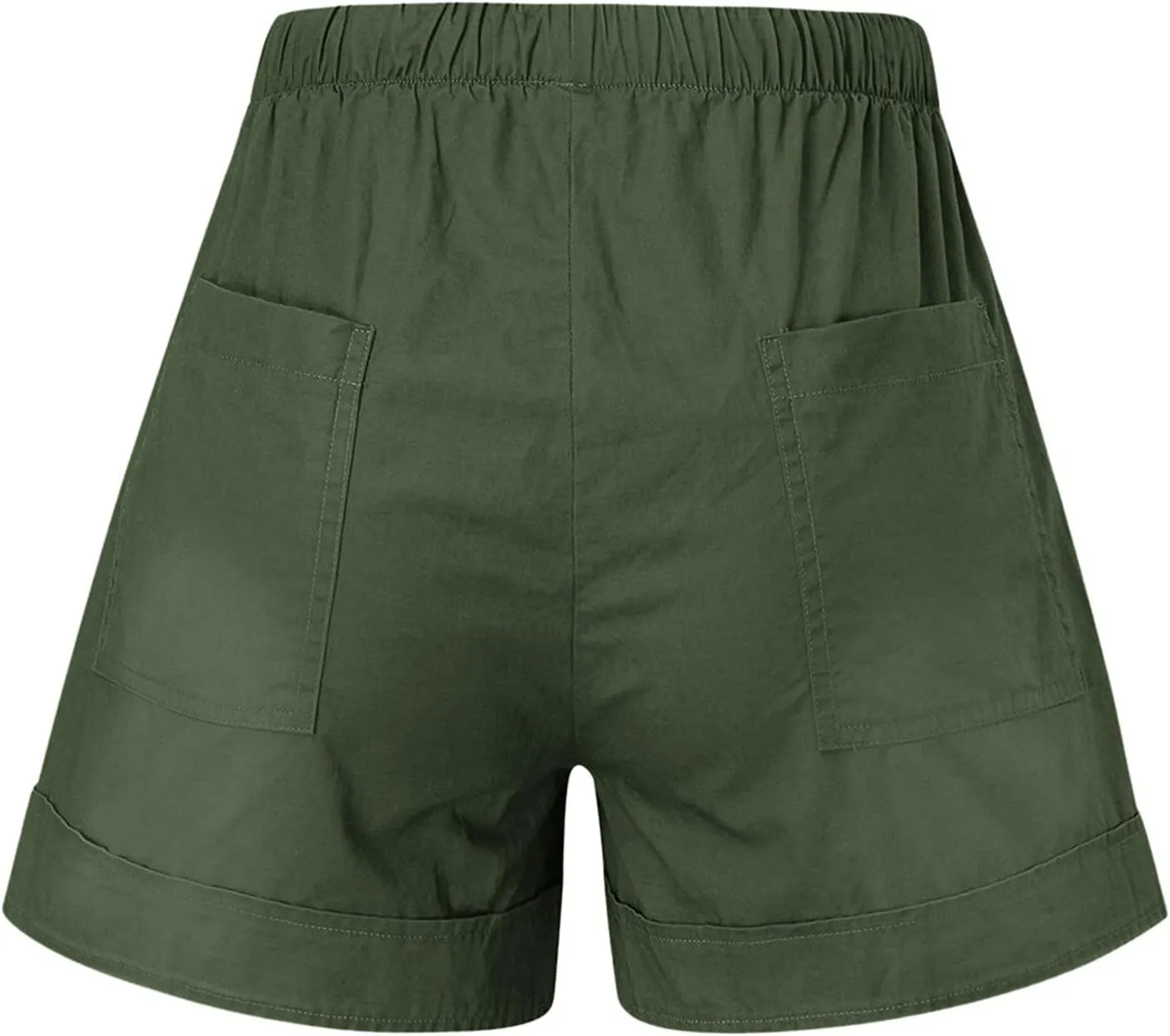 Cotton Shorts for Women High Waisted Outdoor Shorts Knee Length Trendy Drawstring Hiking Shorts with Pockets