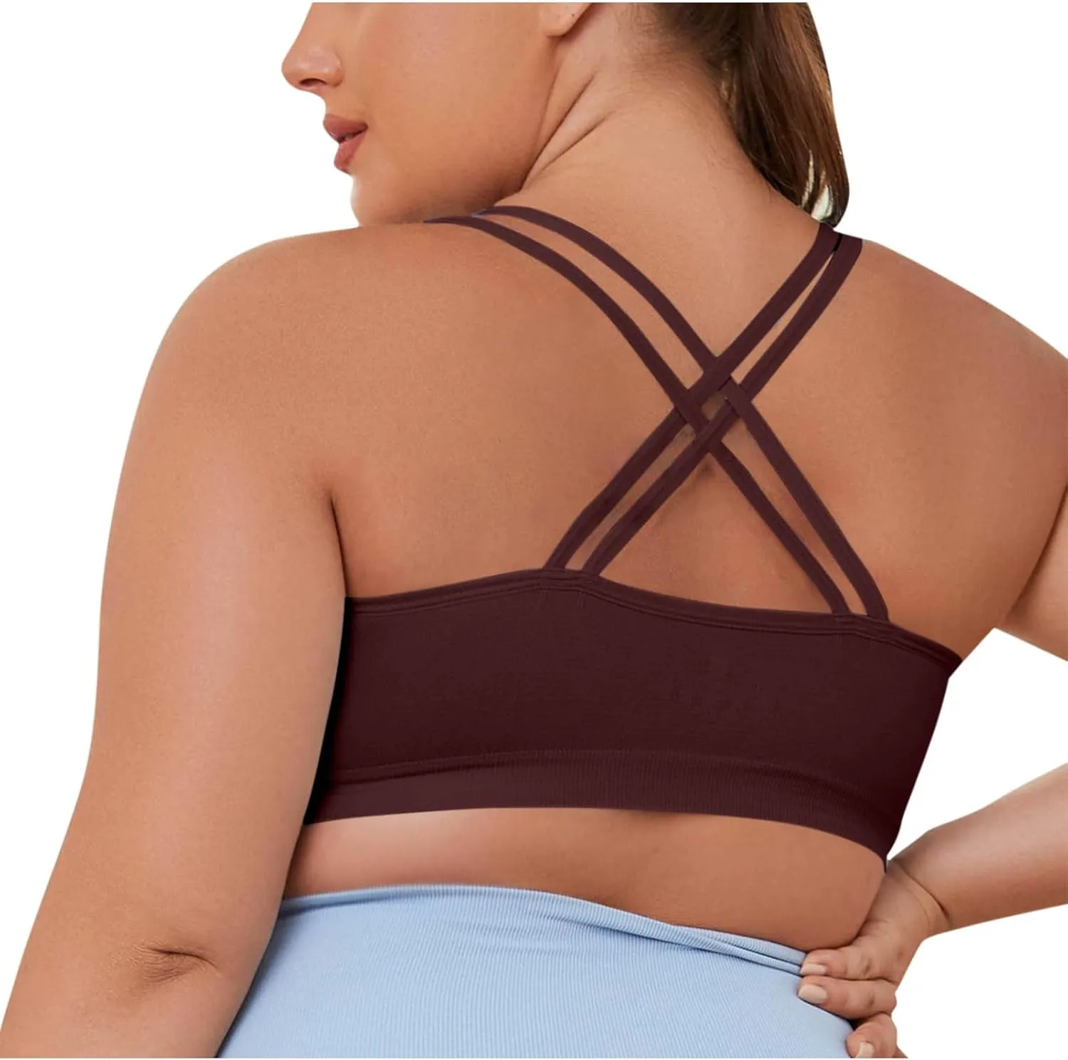 Cross Back Sports Bra for Women Plus Size High Impact Mesh Quick Dry Workout Underwear Breathable Athletic Bralette