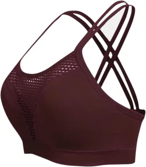 Cross Back Sports Bra for Women Plus Size High Impact Mesh Quick Dry Workout Underwear Breathable Athletic Bralette