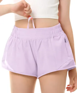 DOCUMO Girls Athletic Shorts with Liner Lightweight Running Shorts for Teen Girls Kids Quick Dry Sports Active Short
