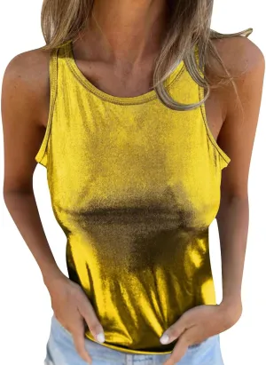 Elegant Going Out Camis Women’s Sleeveless Shirt 2025 Quick-Dry Loose Fit Beach Vacation Casual Tank Top Tees