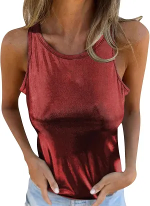 Elegant Going Out Camis Women’s Sleeveless Shirt 2025 Quick-Dry Loose Fit Beach Vacation Casual Tank Top Tees