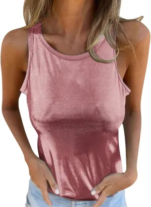 Elegant Going Out Camis Women’s Sleeveless Shirt 2025 Quick-Dry Loose Fit Beach Vacation Casual Tank Top Tees