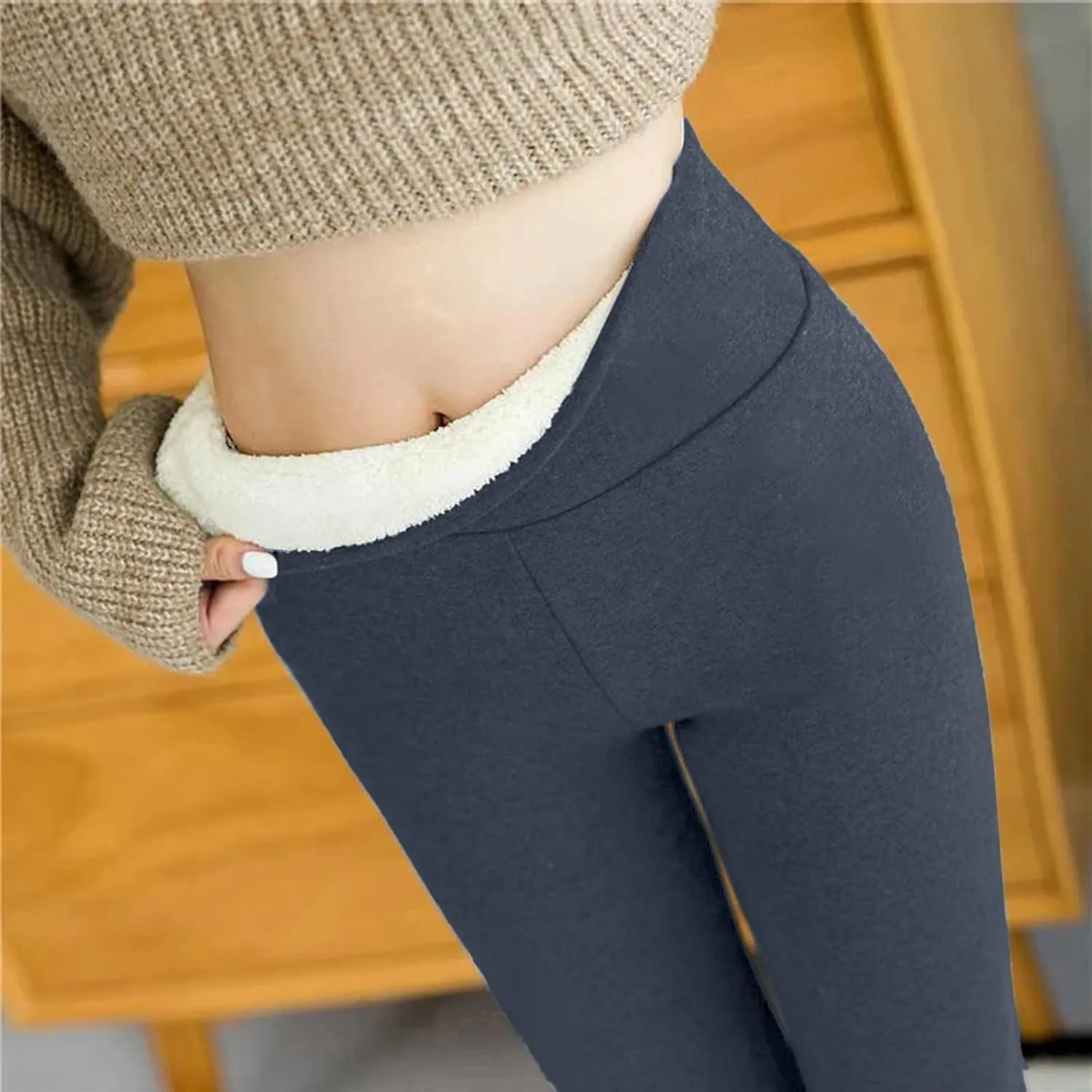 Fleece Lined Leggings Printed Bottom Pants Fall and Winter Inside Comfortable Casual Pants Women's Bottom Pants