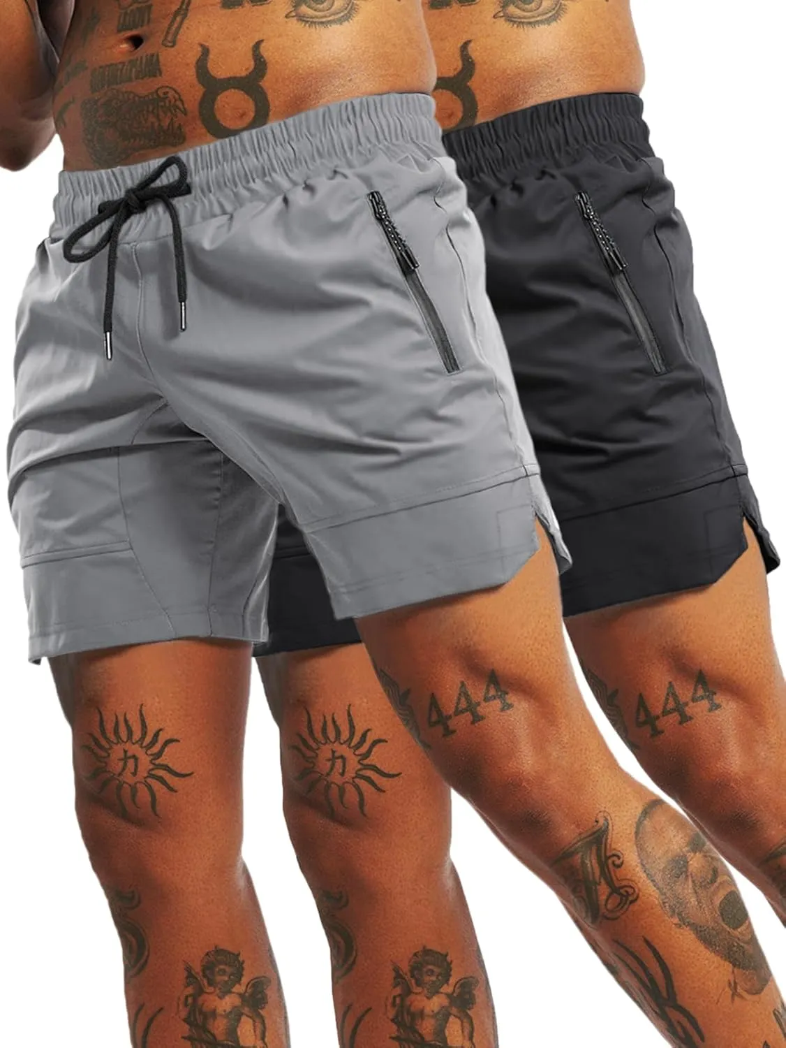 FLYFIREFLY Men's 2 Pack Gym Workout Shorts Quick Dry Athletic Shorts Lightweight Running Shorts with Pockets