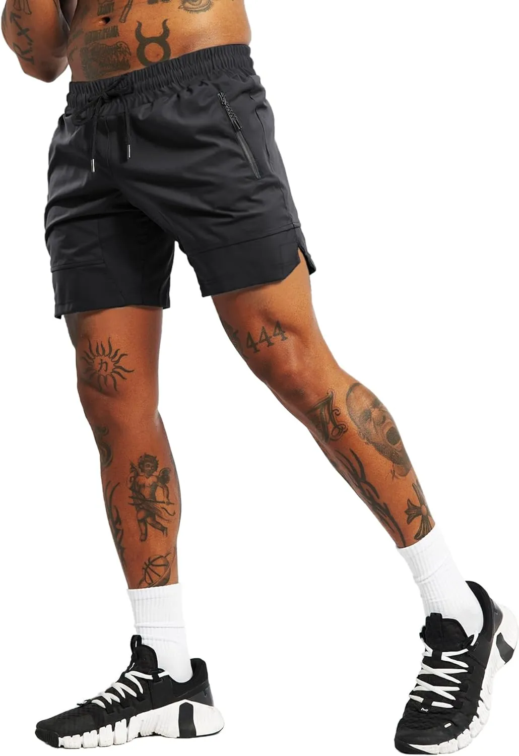 FLYFIREFLY Men's 2 Pack Gym Workout Shorts Quick Dry Athletic Shorts Lightweight Running Shorts with Pockets