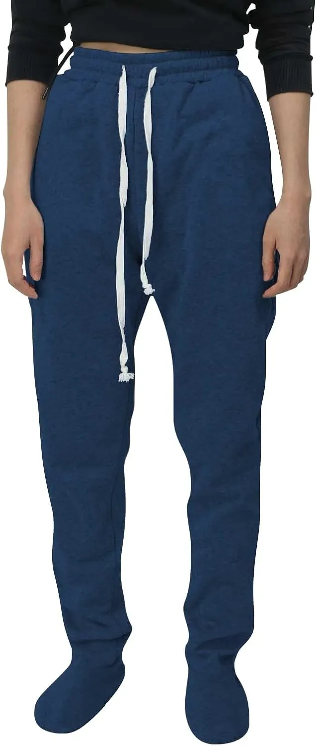Footed Pajamas for Women 2024 Casual Loose Elastic Waist Fleece Sweatpants Winter Soft Comfy Warm Sleepwear Trousers
